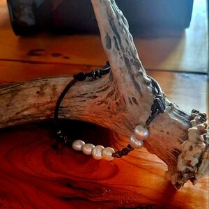 Silpada leather and freshwater pearl bracelet.